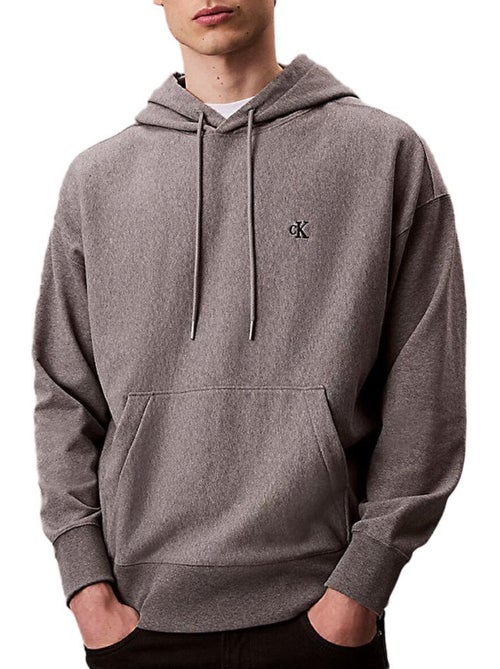 Calvin Klein Jeans Premium Terry Heren Hoodie Grijs - Kiabi Calvin Klein Jeans Premium Terry Heren Hoodie Grijs - Kiabi