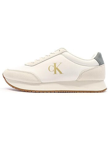 Calvin klein jeans retro witte heren sneakers