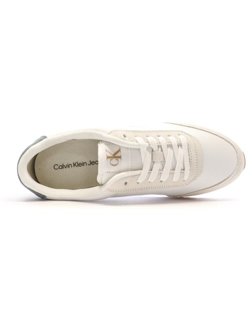 Calvin klein jeans retro witte heren sneakers - Kiabi