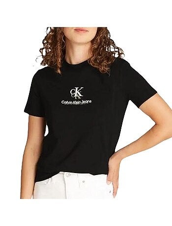 Calvin klein jeans shadow graphic t-shirt zwart voor dames