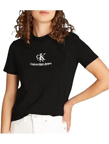 Calvin klein jeans shadow graphic t-shirt zwart voor dames