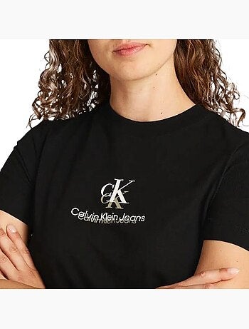 Calvin klein jeans shadow graphic t-shirt zwart voor dames