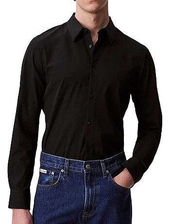 Calvin klein jeans slim fit overhemd zwart tech stretch voor heren