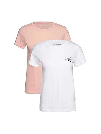 Calvin klein jeans slim fit t-shirt voor dames - wit/roze
