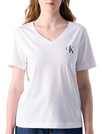 Calvin klein jeans dames t-shirt grijs/wit lv047c906g