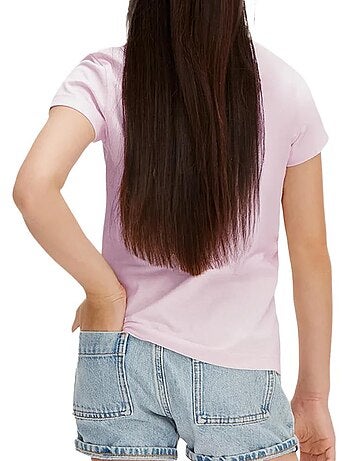 Calvin klein jeans t-shirt voor meisjes met scriptlogo zwart/roze