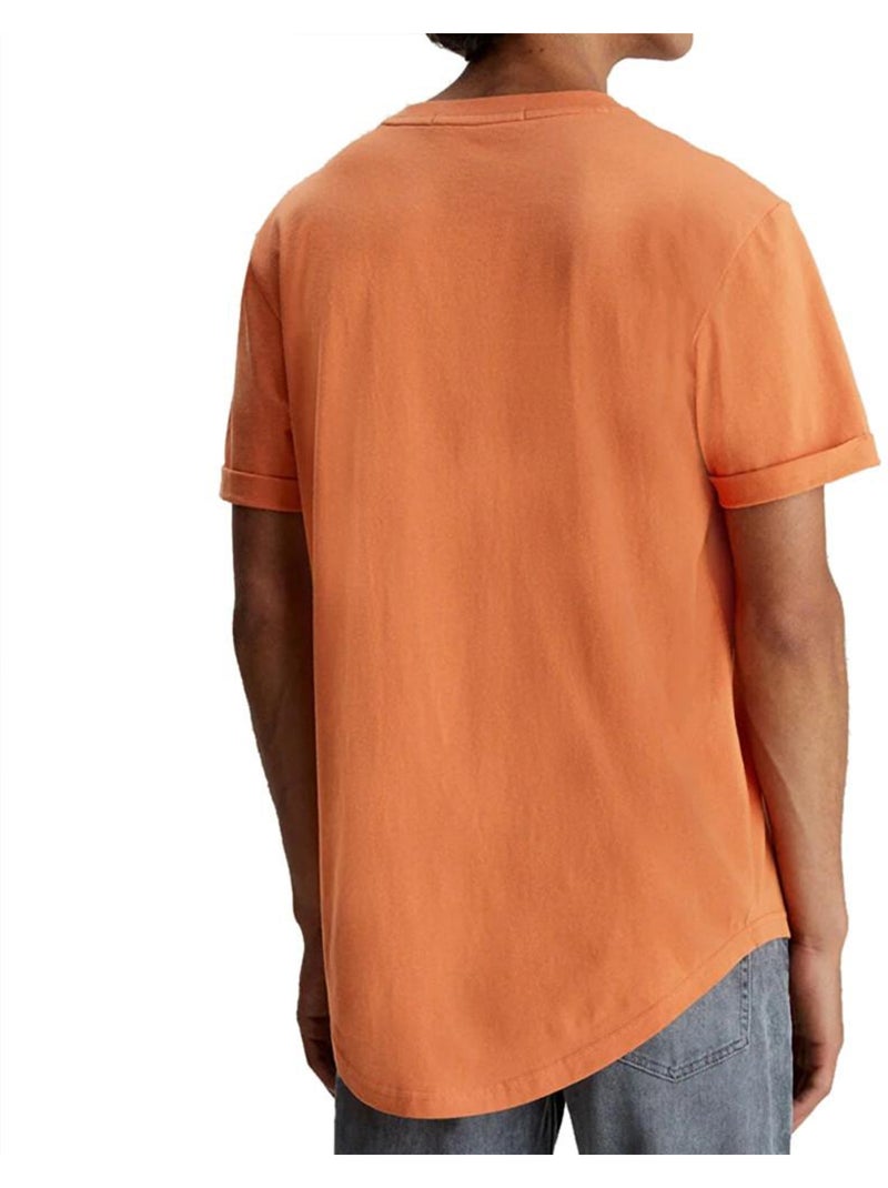 Calvin Klein Jeans T-shirt Oranje Heren met Badge en Opgestikte Mouwen Oranje - Kiabi