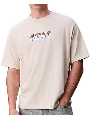Calvin klein jeans t-shirt voor heren - beige lv04rd808g