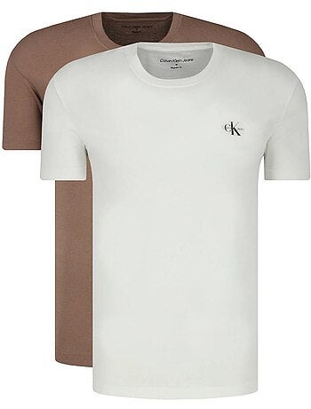 Calvin klein jeans t-shirt voor heren wit/bruin j30j320199