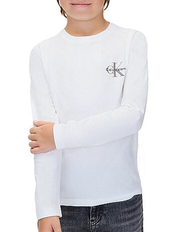 Calvin klein jeans t-shirt voor jongens met borstlogo - wit