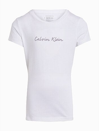 Calvin klein jeans t-shirt voor meisjes - wit met scriptlogo