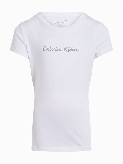 Calvin Klein Jeans T-shirt voor Meisjes - Wit met Scriptlogo - Kiabi Calvin Klein Jeans T-shirt voor Meisjes - Wit met Scriptlogo - Kiabi