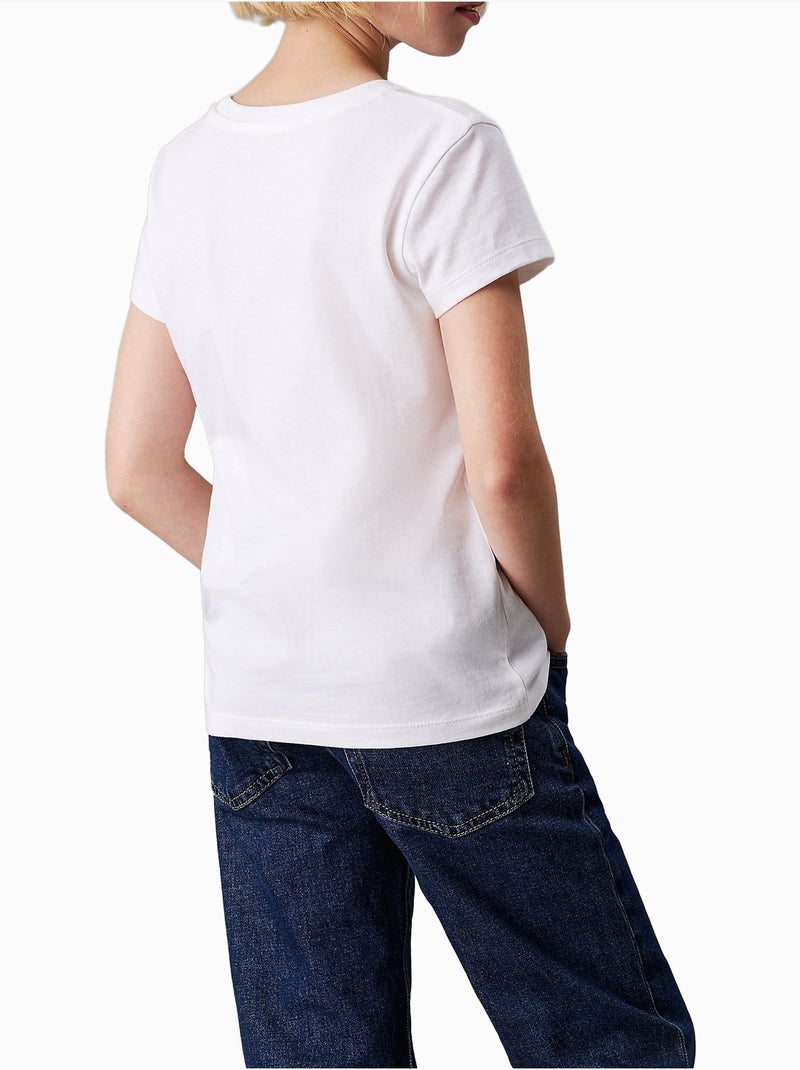 Calvin Klein Jeans T-shirt voor Meisjes - Wit met Scriptlogo Wit - Kiabi