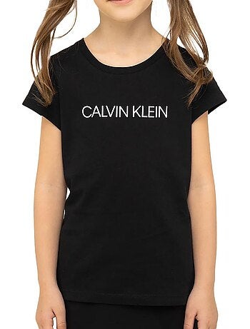 Calvin klein jeans t-shirt zwart meisjes - institutioneel logo