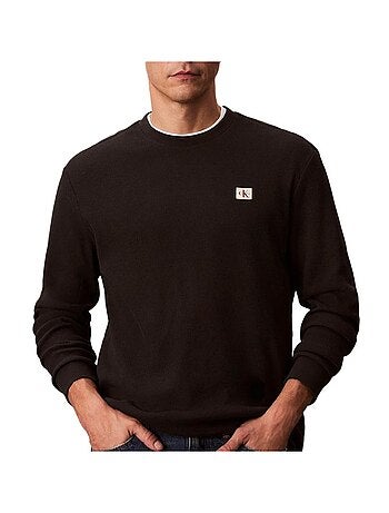 Calvin klein jeans heren wafel badge sweatshirt wit