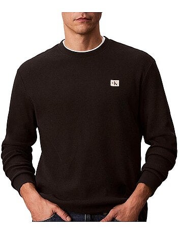 Calvin klein jeans heren wafel badge sweatshirt wit