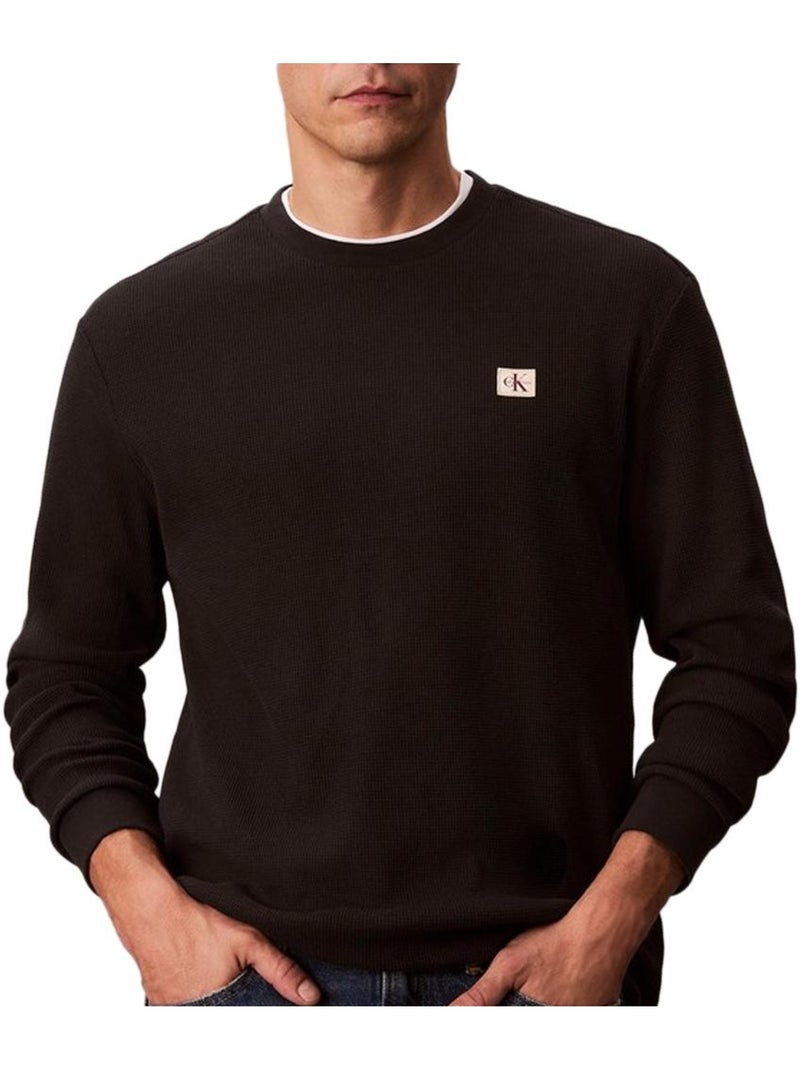 Calvin Klein Jeans Waffle Badge Zwart Heren Sweatshirt Zwart - Kiabi