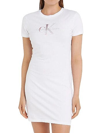 Calvin klein jeans witte jurk met monogram voor dames