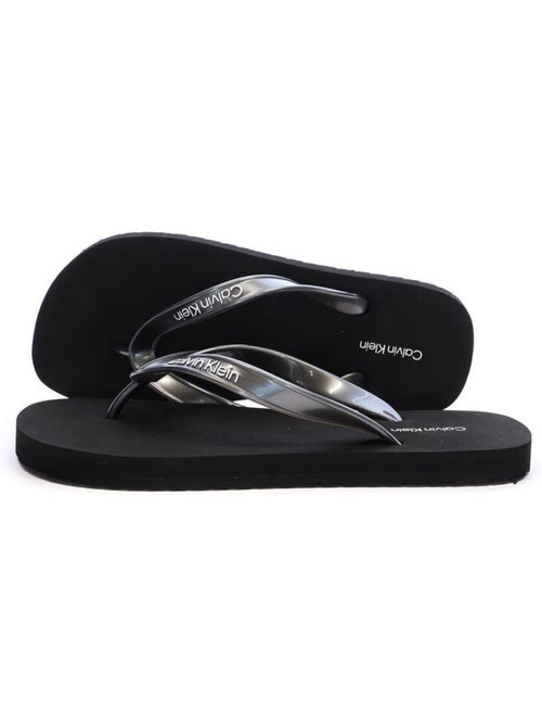 Calvin Klein Jeans Zwarte Dames Teenslippers met Metallic TPU - Kiabi