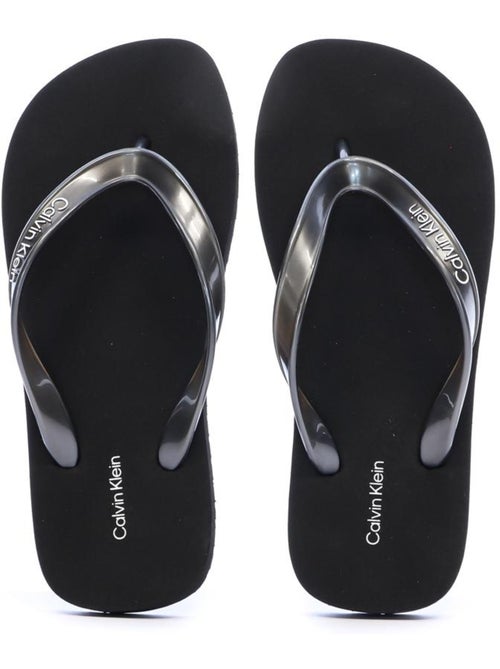 Calvin Klein Jeans Zwarte Dames Teenslippers met Metallic TPU - Kiabi