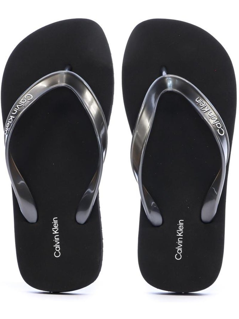Calvin Klein Jeans Zwarte Dames Teenslippers met Metallic TPU Zwart - Kiabi