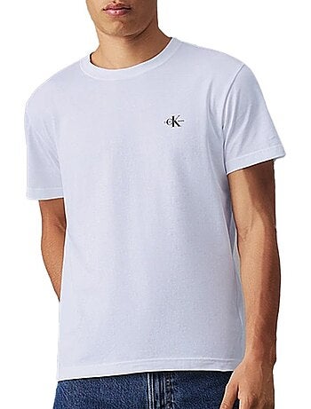 Calvin klein jeans t-shirt voor heren wit/bruin j30j320199