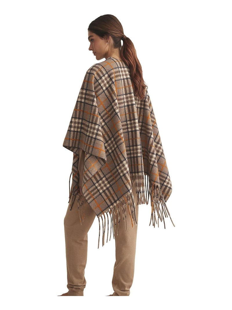 Camel cuadros poncho complementos Bruin - Kiabi