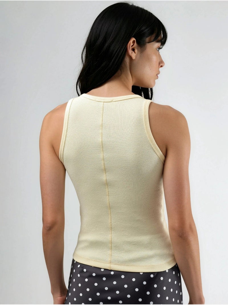 Cami côtelé en modal et coton busem Jaune citron - Kiabi