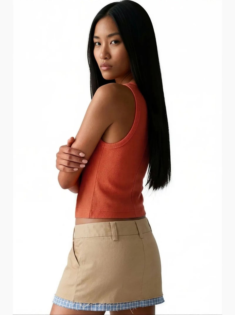 Cami côtelé en modal et coton busem Orange - Kiabi