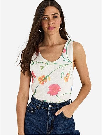 Cami fleuri en coton et élasthanne lucci