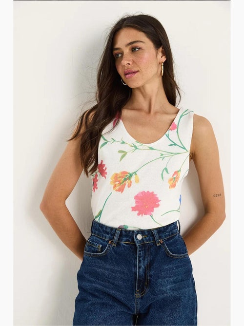 Cami fleuri en coton et élasthanne lucci - Kiabi Cami fleuri en coton et élasthanne lucci - Kiabi