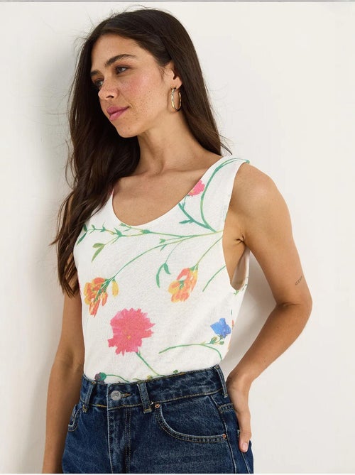 Cami fleuri en coton et élasthanne lucci - Kiabi Cami fleuri en coton et élasthanne lucci - Kiabi