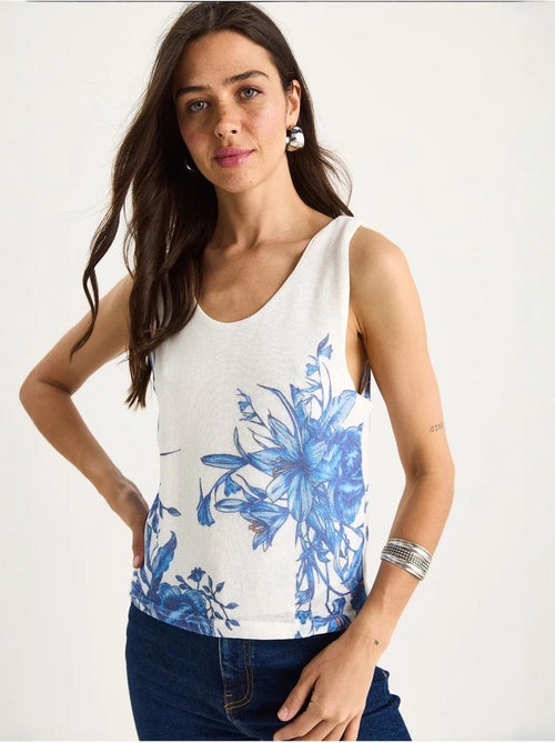 Cami fleuri en coton et élasthanne lucci - Kiabi Cami fleuri en coton et élasthanne lucci - Kiabi