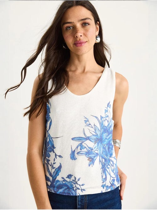 Cami fleuri en coton et élasthanne lucci - Kiabi Cami fleuri en coton et élasthanne lucci - Kiabi