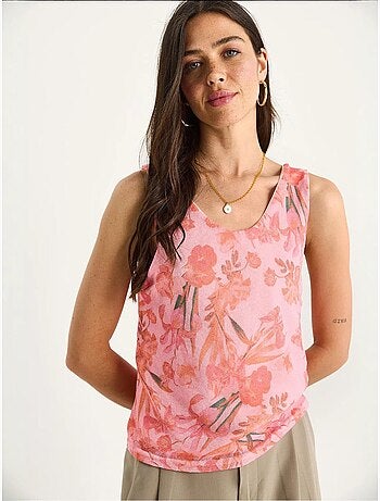 Cami fleuri en coton et élasthanne lucci