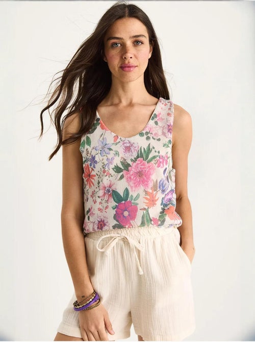 Cami fleuri en coton et élasthanne lucci - Kiabi