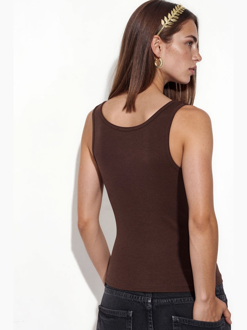 Cami-tanktop met knoopsluiting aan de voorkant busem Bruin - Kiabi