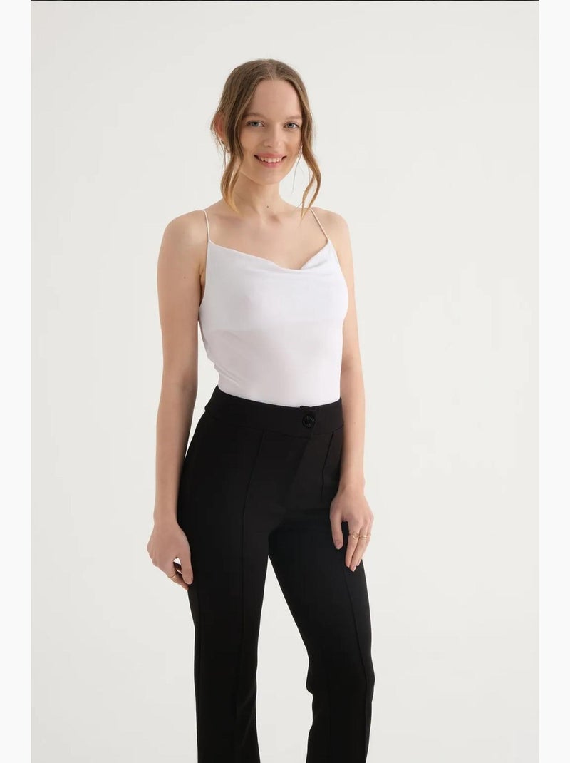 Cami-top met spaghettibandjes en ruches hiccup Wit - Kiabi