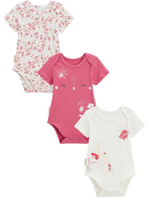 Camila 3-pack babyrompertjes met korte mouwen - Kiabi