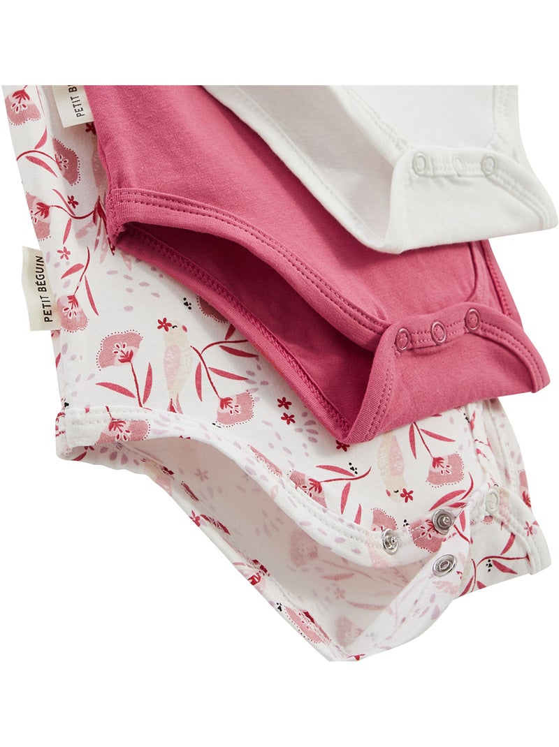 Camila 3-pack babyrompertjes met korte mouwen Roze - Kiabi