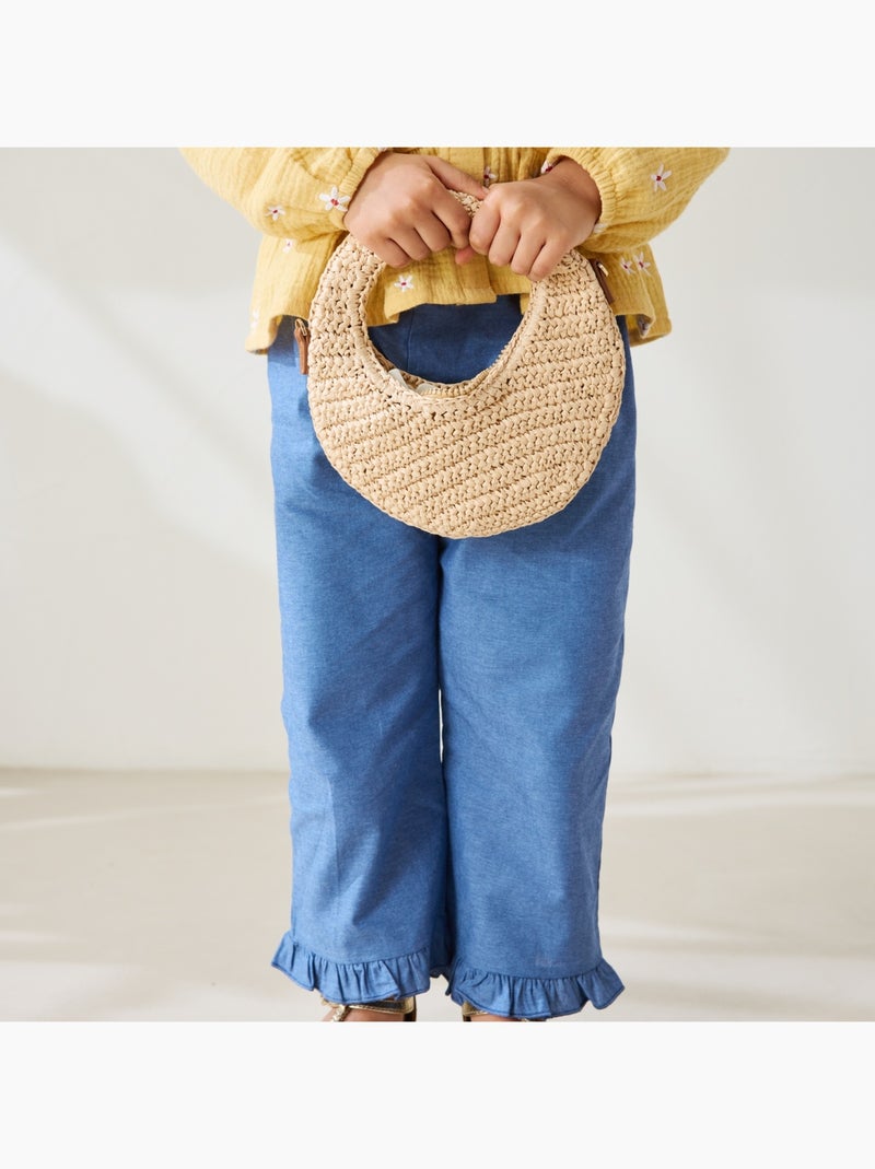 Camila chambray kinderbroek Blauw - Kiabi