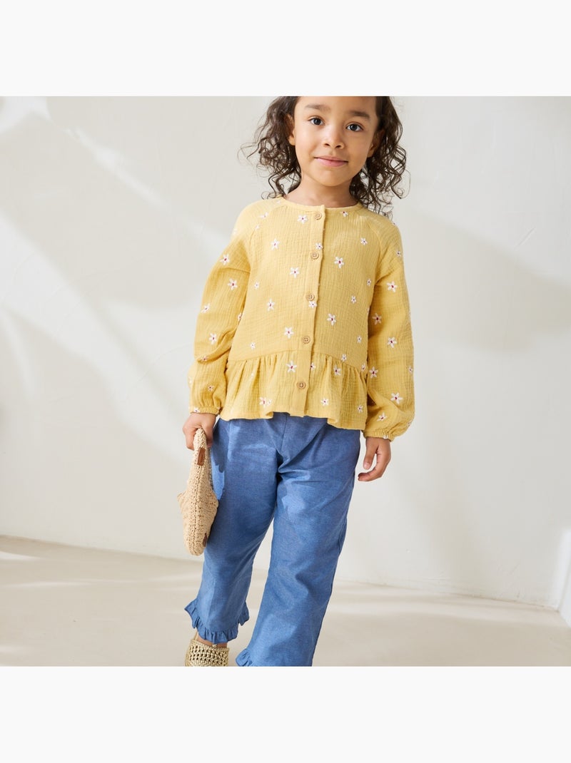 Camila kinderblouse van katoenen gaas. Geel - Kiabi