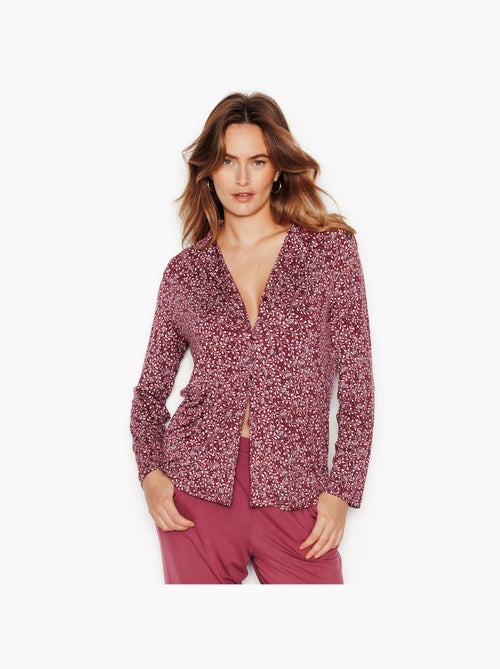 Camille overhemd lange mouwen roze/grijs - Kiabi