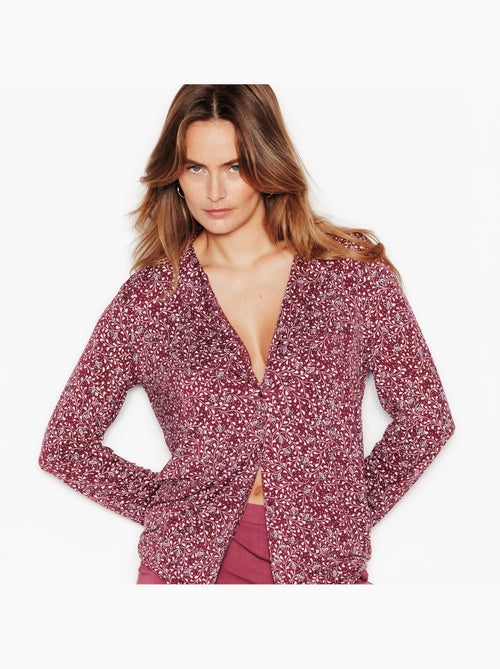Camille overhemd lange mouwen roze/grijs - Kiabi