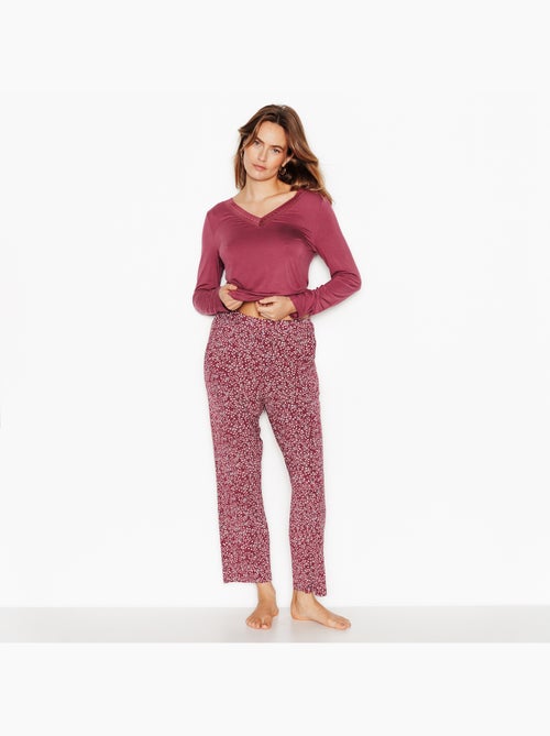 Camille pyjamabroek kort roze/grijs - Kiabi