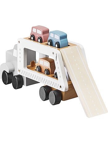 Camion transporteur de voitures en bois jouet éducatif 4 vehicules