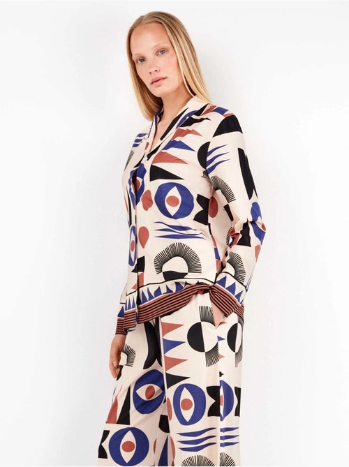 Camisa con botones, estampado geométrico de algodón - Kiabi