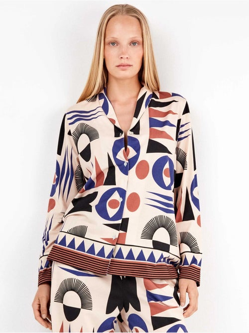 Camisa con botones, estampado geométrico de algodón - Kiabi