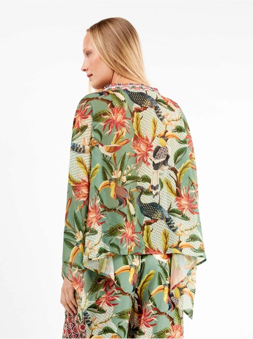Camisa cuadrada estampada con cierre de botones, de gasa - Kiabi