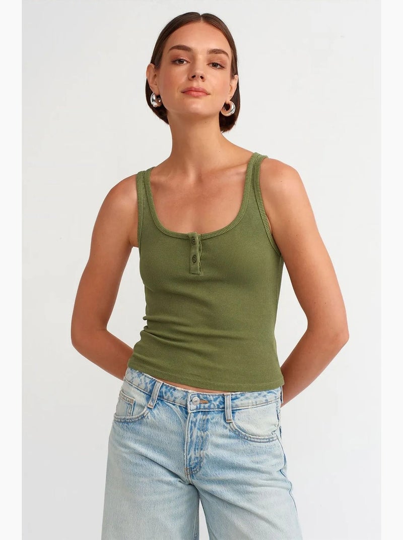 Camisole aansluitend van jersey dilvin Kaki - Kiabi